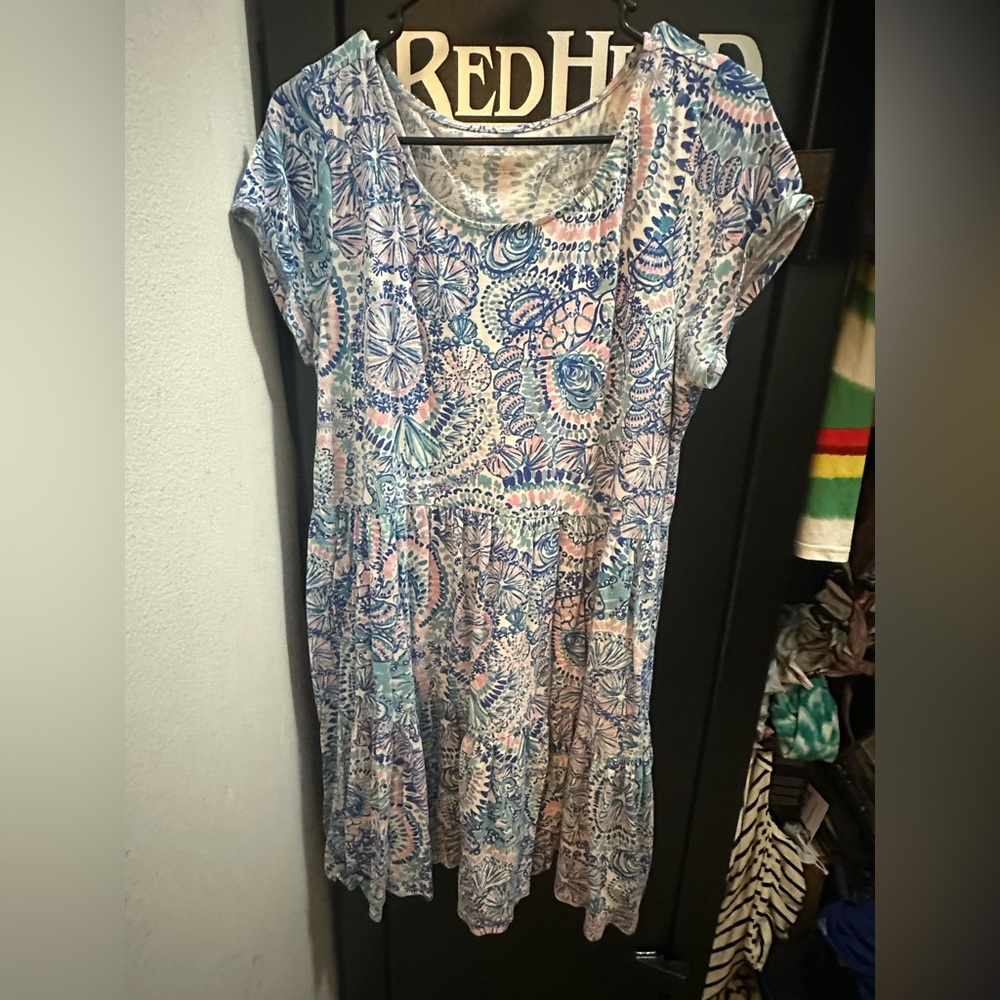 Lilly Pulitzer Blue and Pink Floral Geanna Dress